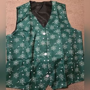 NIB Mens Green Christmas Snowflake Vest (Red Pics for Illustration Purpo…
